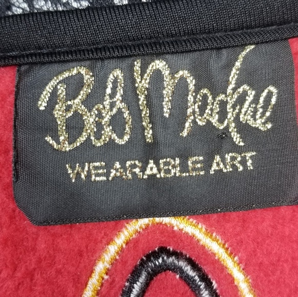 - Bob Mackie 1X Fleece Embroidery Red Jacket Vintage - Picture 8 of 9
